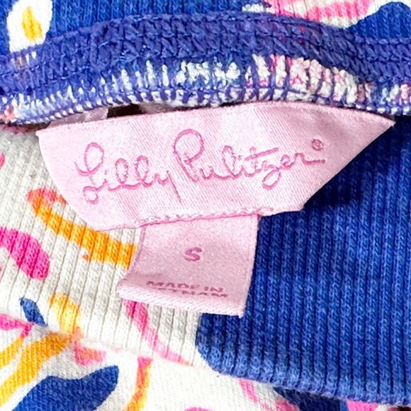 Lilly Pulitzer Small Shorts Yasmin Coral Print Blue Pink Pull On Pockets 1474 - Picture 8 of 9